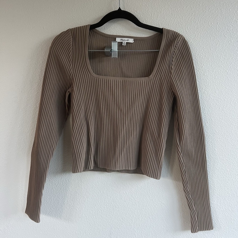 Madewell‎ Square Neck Ottoman Top Brown Ribbed Women's Medium